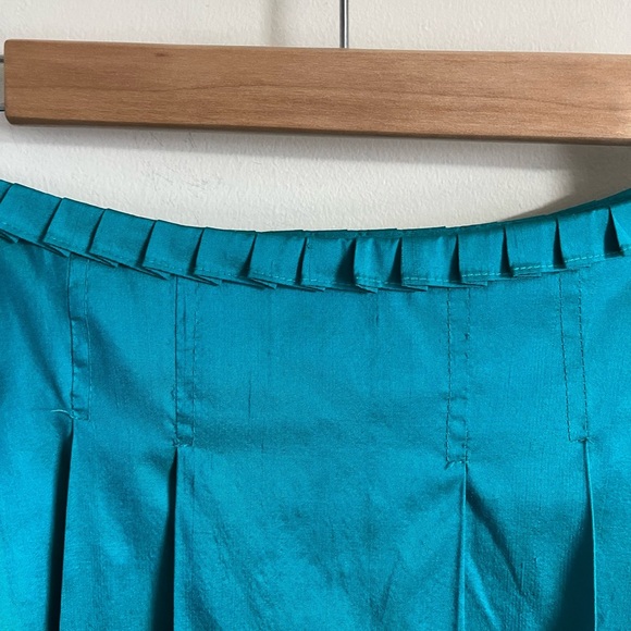 Calypso Christian Celle Silk Teal Pleated Mini Skirt Size XS EUC. - Picture 4 of 13
